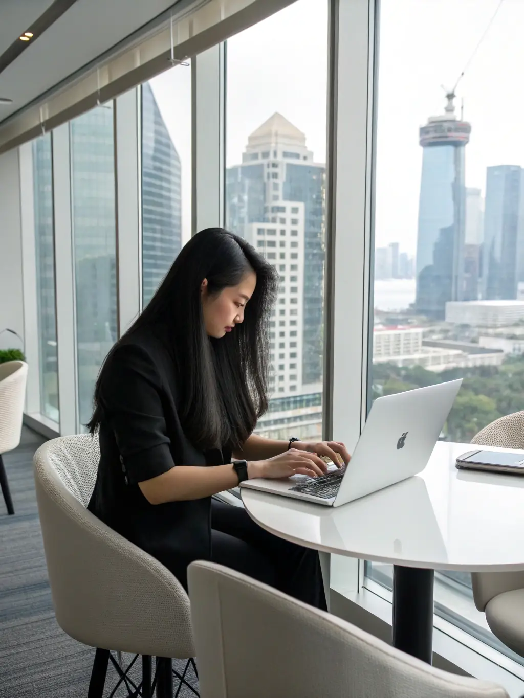 A person is learning to code on a laptop with a mentor guiding them, set in a modern, collaborative workspace, symbolizing skill acquisition.